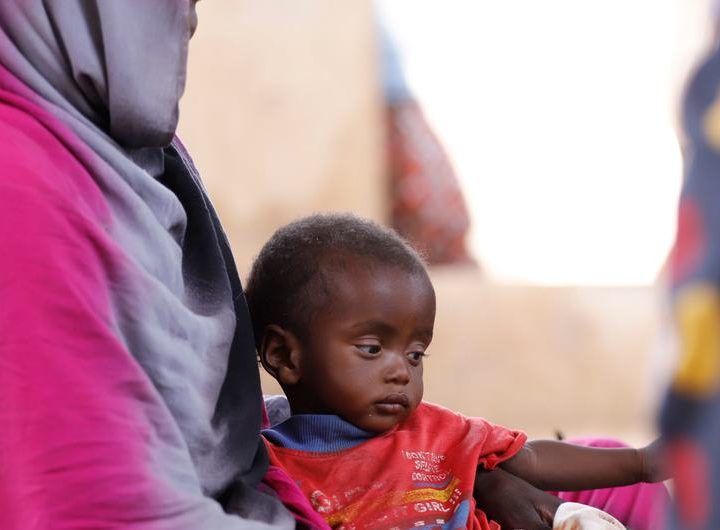 A child is screened for malnutrition at a clinic in Tawila, North Darfur.